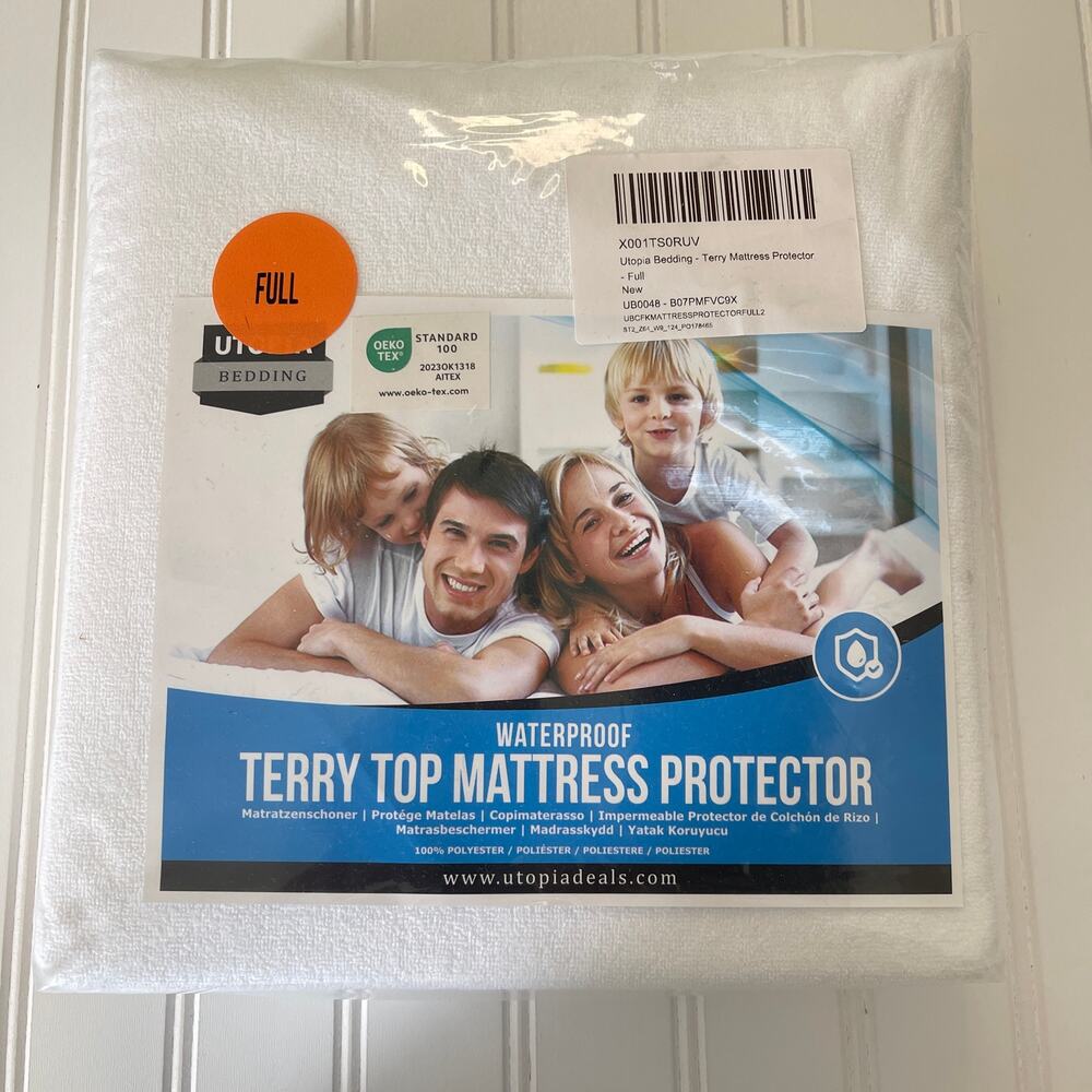 NEW Utopia Bedding Terry Top Mattress Protecter Full Size Bed Breathable White